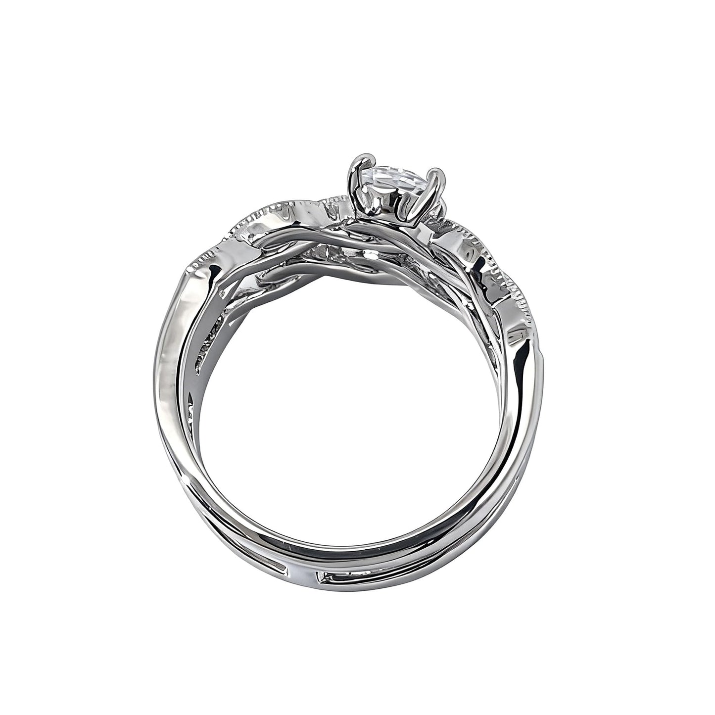 Warm Fortune Oval Cut CZ Engagement Ring for Women, 18K Gold Plated Metal Twisted Infinity Wedding Band, Halo Paved Promise Statement Jewelry，Size 8-9