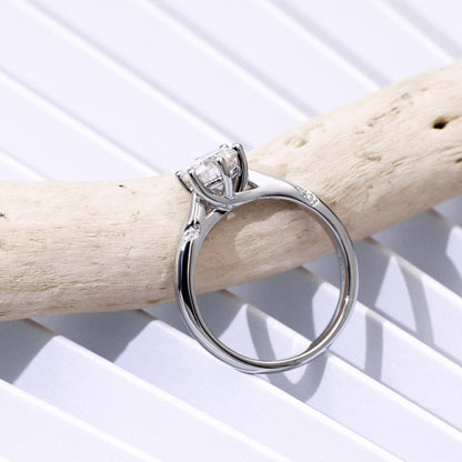 Warm Fortune Moissanite Engagement Ring for Women, 0.5/1.0/2.0ct DE VVS Lab Created,925 Sterling Silver with 18K White Gold Plated Anniversary Ring, Gift for Her Promise Ring, Size 6.5