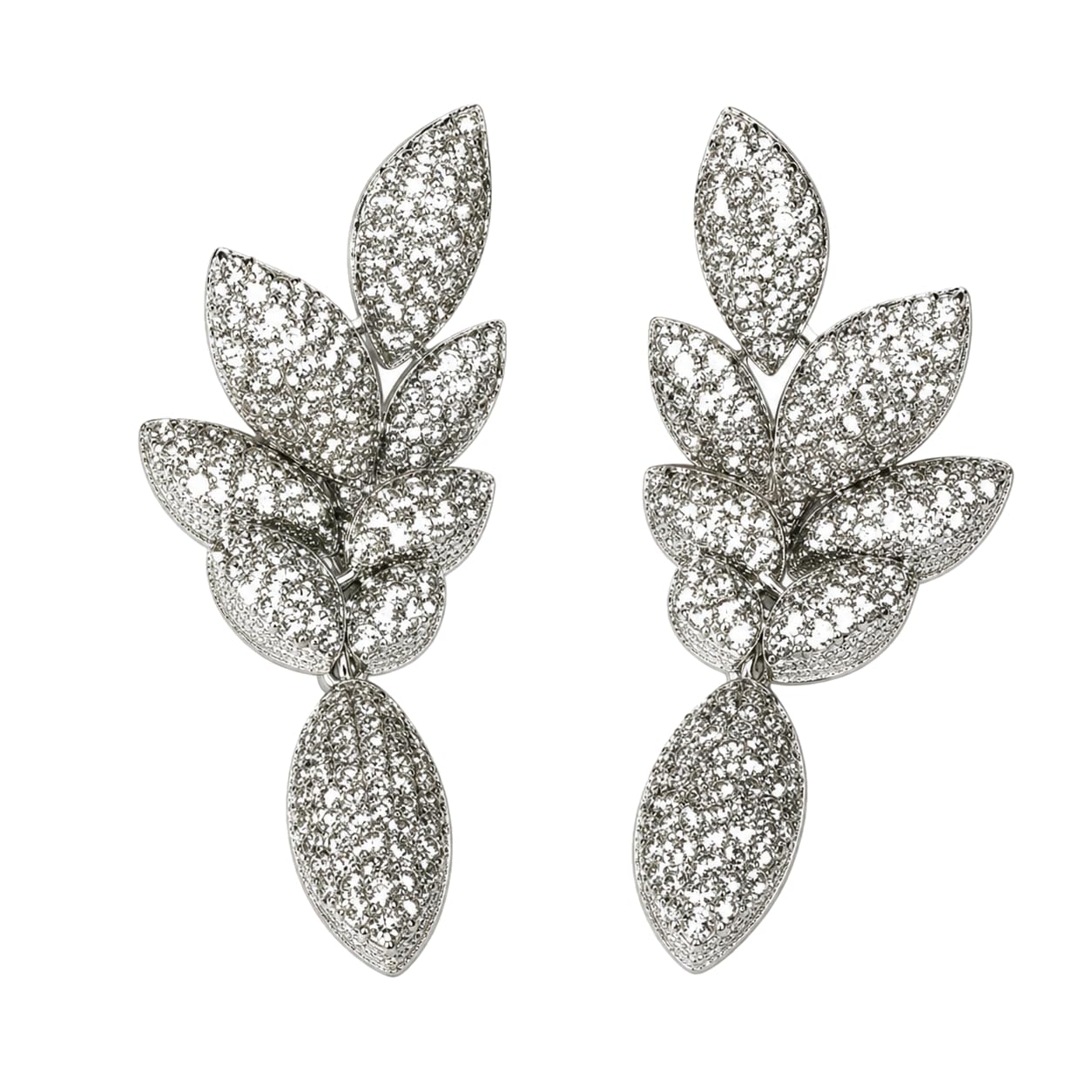 Warm Fortune 18K Gold Plated Leaf Cluster Cubic Zirconia Drop Earrings for Women Hypoallergenic - Valentine's Day, Mother's Day, Birthday Gift for Her