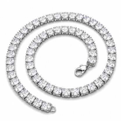 Warm Fortune 18K White Gold Plated Large Round CZ Tennis Necklace