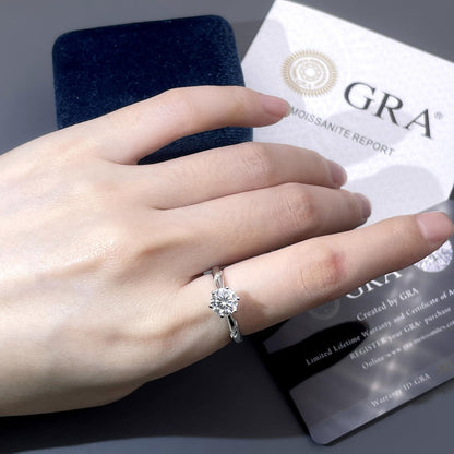 Warm Fortune Moissanite Engagement Ring for Women, 0.5/1.0/2.0ct DE VVS Lab Created,925 Sterling Silver with 18K White Gold Plated Anniversary Ring, Gift for Her Promise Ring, Size 6.5