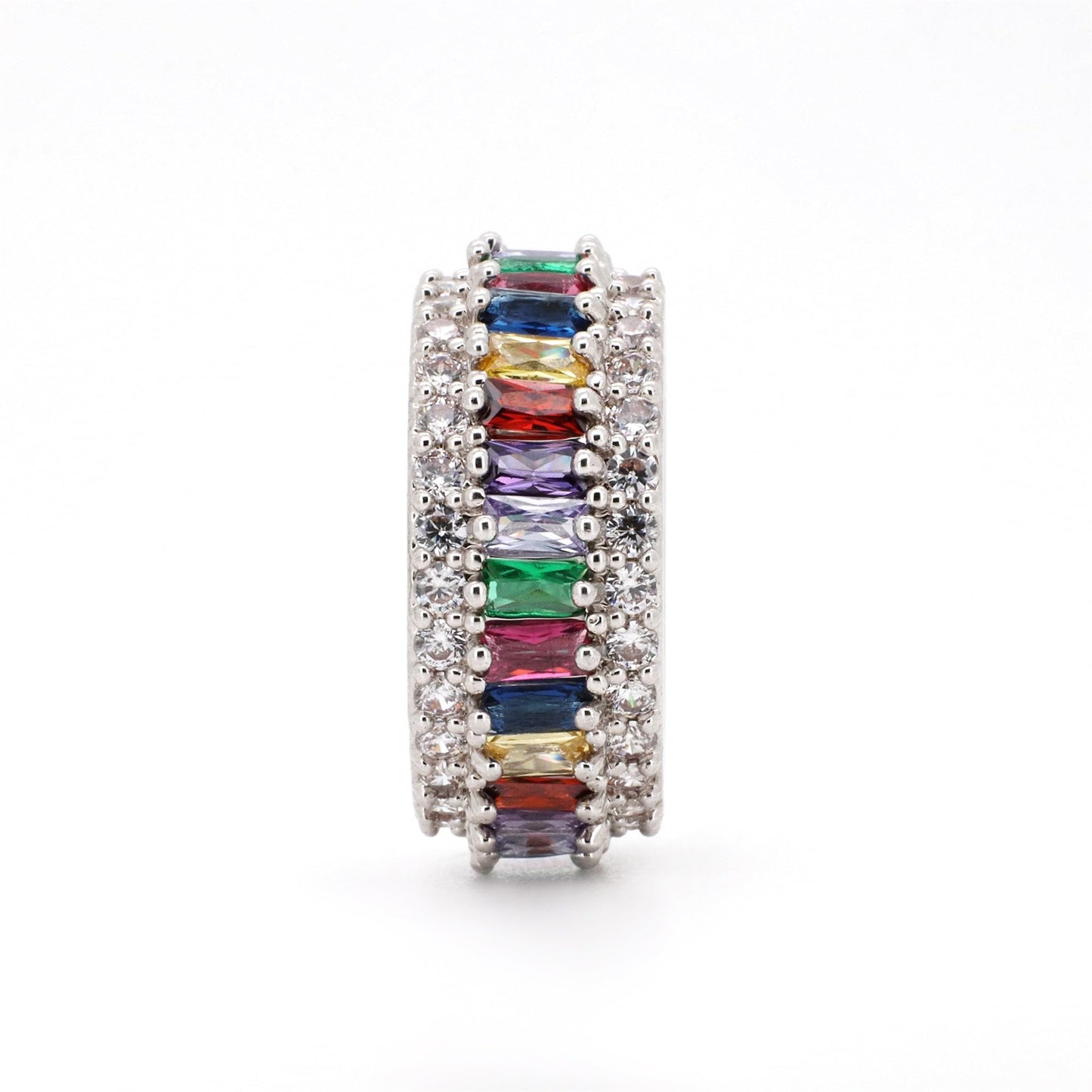 Warm Fortune Baguette Eternity Ring for Her - 18K Gold Plated Cubic Zirconia, Anniversary & Valentine's Day Gift, Timeless Promise & Wedding Jewelry, Size 5-9