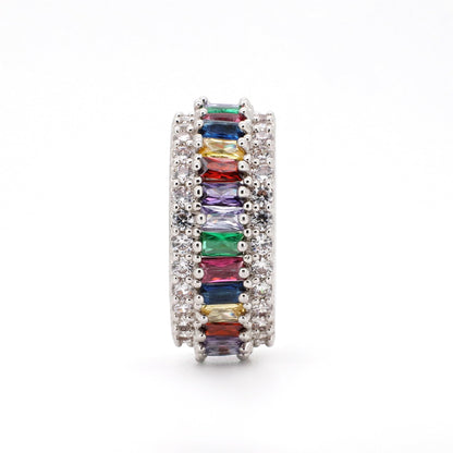 Warm Fortune Baguette Eternity Ring for Her - 18K Gold Plated Cubic Zirconia, Anniversary & Valentine's Day Gift, Timeless Promise & Wedding Jewelry, Size 5-9