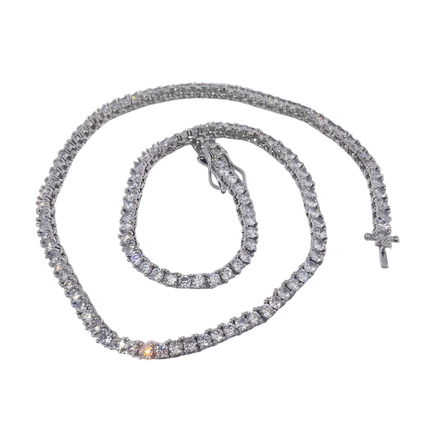 Warm Fortune Tennis Chain Necklace for Women Men,Iced Out Gold Plated Cubic Zirconia,16inch Chain,Hip Hop Street Style Fashion Jewelry