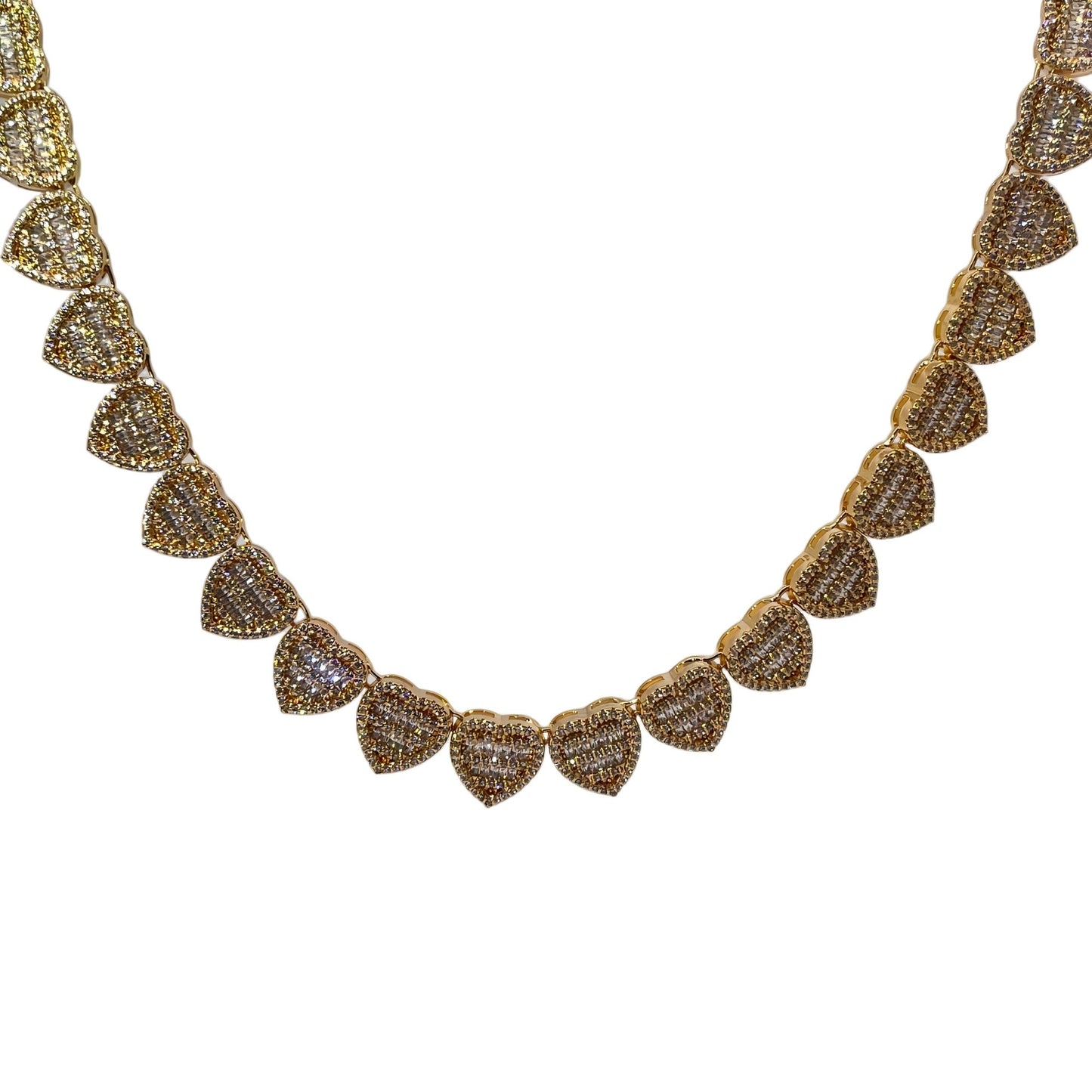 Warm Fortune Tennis Chain Necklace for Women Men,Iced Out Gold Plated Cubic Zirconia,18inch Chain,Hip Hop Street Style Fashion Jewelry