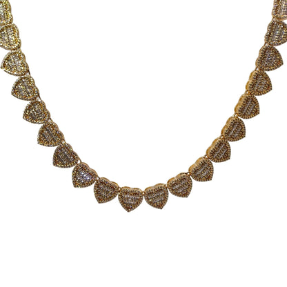 Warm Fortune Tennis Chain Necklace for Women Men,Iced Out Gold Plated Cubic Zirconia,18inch Chain,Hip Hop Street Style Fashion Jewelry