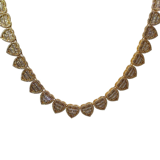 Warm Fortune Tennis Chain Necklace for Women Men,Iced Out Gold Plated Cubic Zirconia,18inch Chain,Hip Hop Street Style Fashion Jewelry