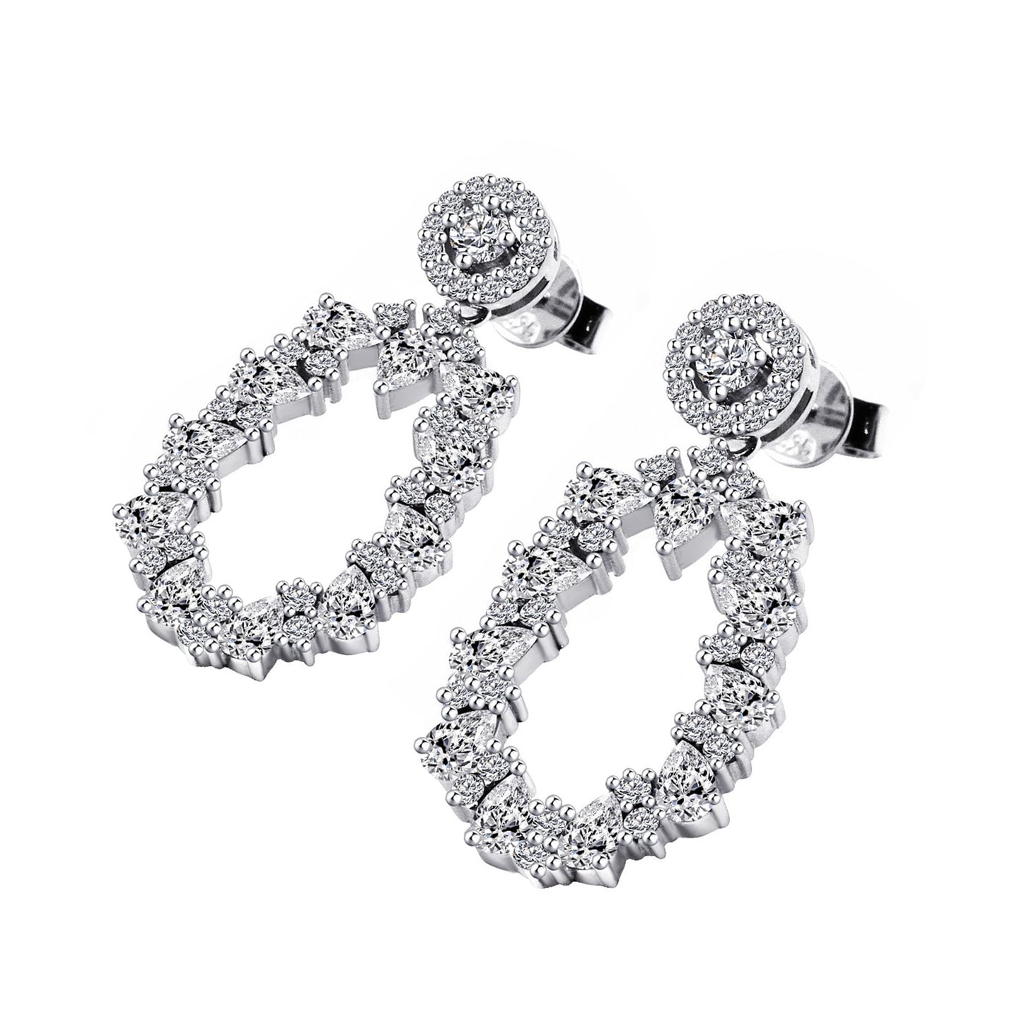 Warm Fortune Moissanite Drop Earrings for Women, DE VVS, 925 Sterling Silver with 18K White Gold Plated Hypoallergenic