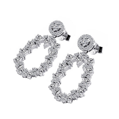 Warm Fortune Moissanite Drop Earrings for Women, DE VVS, 925 Sterling Silver with 18K White Gold Plated Hypoallergenic