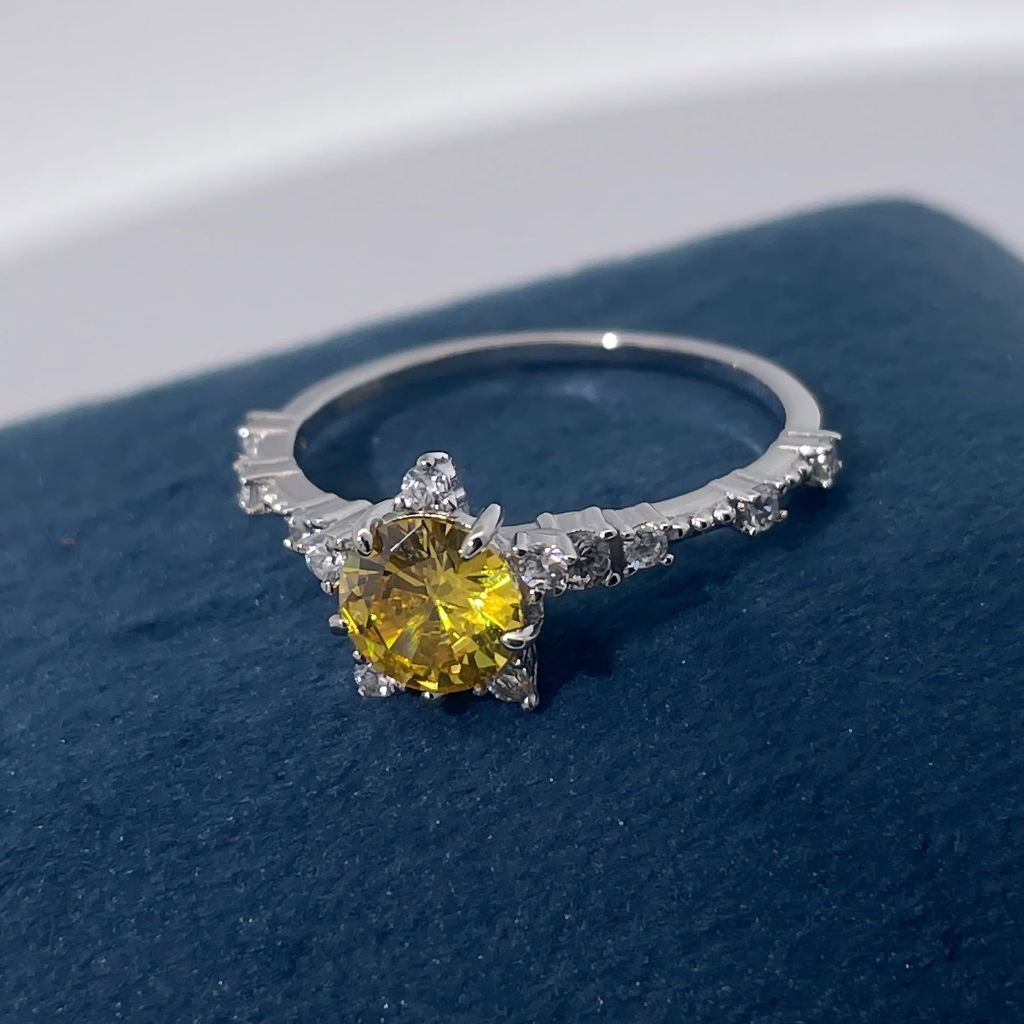 Warm Fortune Cubic Zirconia Engagement Ring for Women, 925 Sterling Silver with 18K White Gold Plated Anniversary Ring, Gift for Her Promise Ring