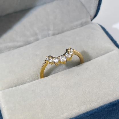 Warm Fortune Cubic Zirconia Band Style Ring for Women, 925 Sterling Silver with 18K Gold Plated Anniversary Ring, Gift for Her Promise Ring