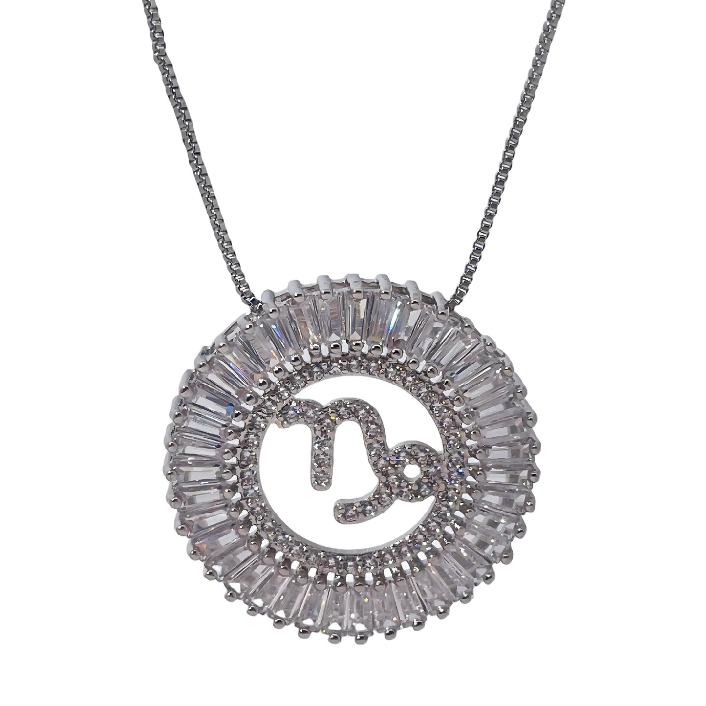 Warm Fortune Zodiac Pendant Necklace for Women,Cubic Zirconia,18K White Gold Plated,18 inch + 2inch Chain