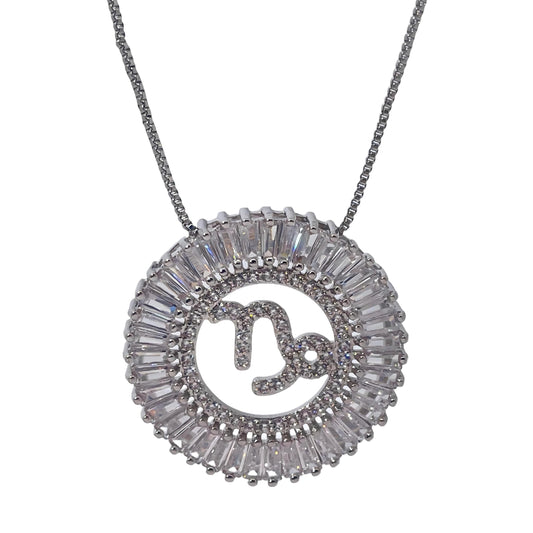 Warm Fortune Zodiac Pendant Necklace for Women,Cubic Zirconia,18K White Gold Plated,18 inch + 2inch Chain