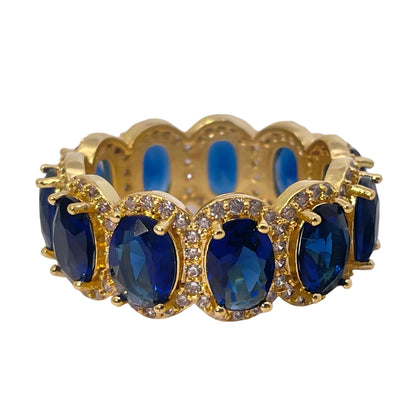 Warm Fortune Cubic Zirconia Love Ring and Eternity Ring,18K Gold Plated Anniversary Ring,Gift for Her Wedding Bands Rings