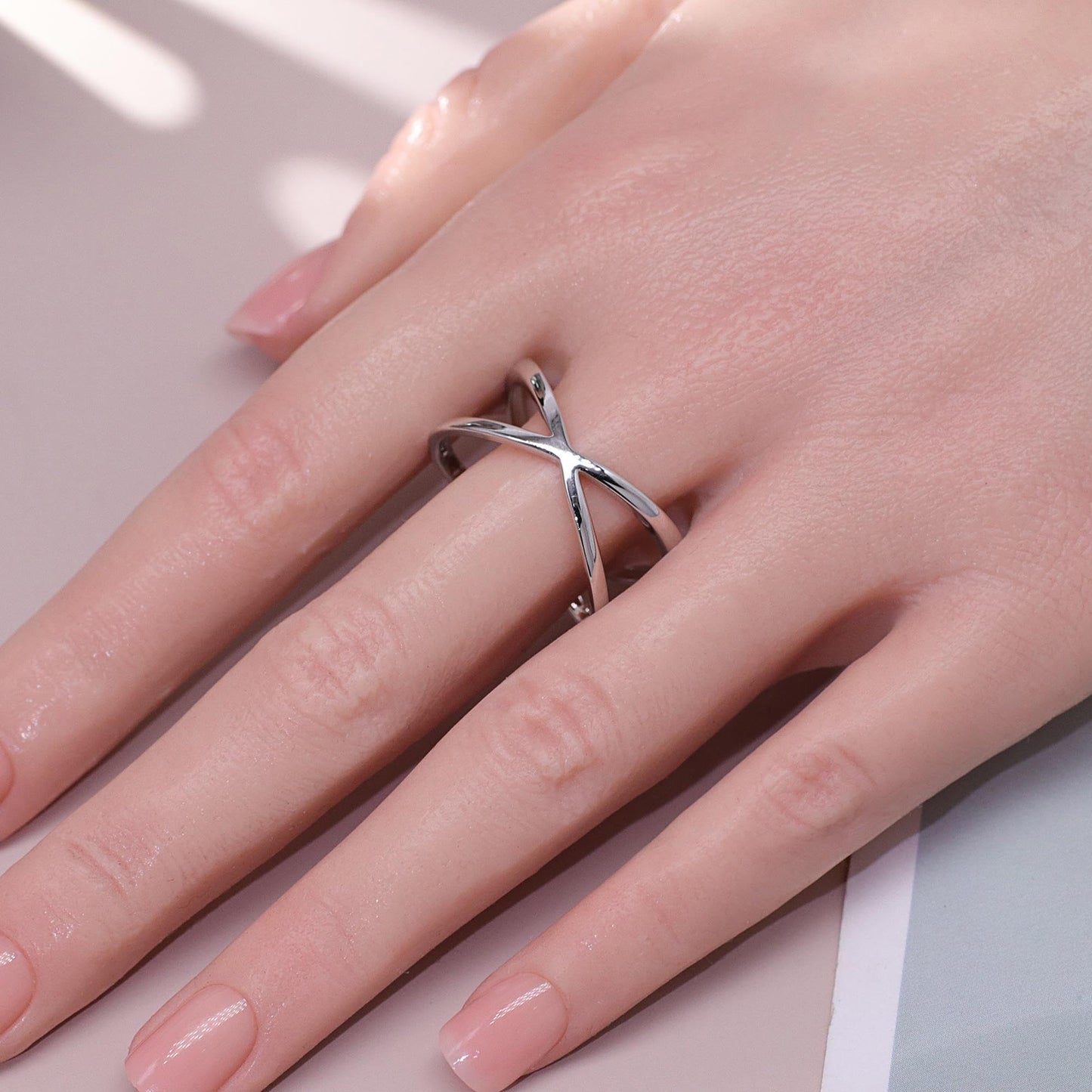 Warm Fortune Crisscross Band Ring - 18K Gold Plated Stackable Gift for Women, Daily Fashion Wear & Casual Accessory, Trendy Street Wear, Size 8