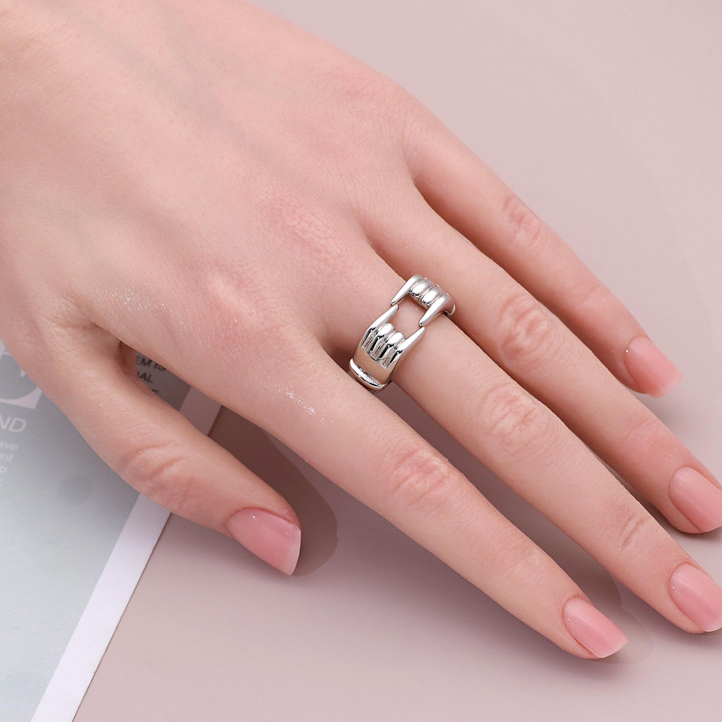 Warm Fortune Hugging Hands Shaped Promise Ring for Her - 18K Gold Plated Cubic Zirconia, Stackable Gift Valentine's Day, Fashion & Daily Elegant Wear, Adjustable