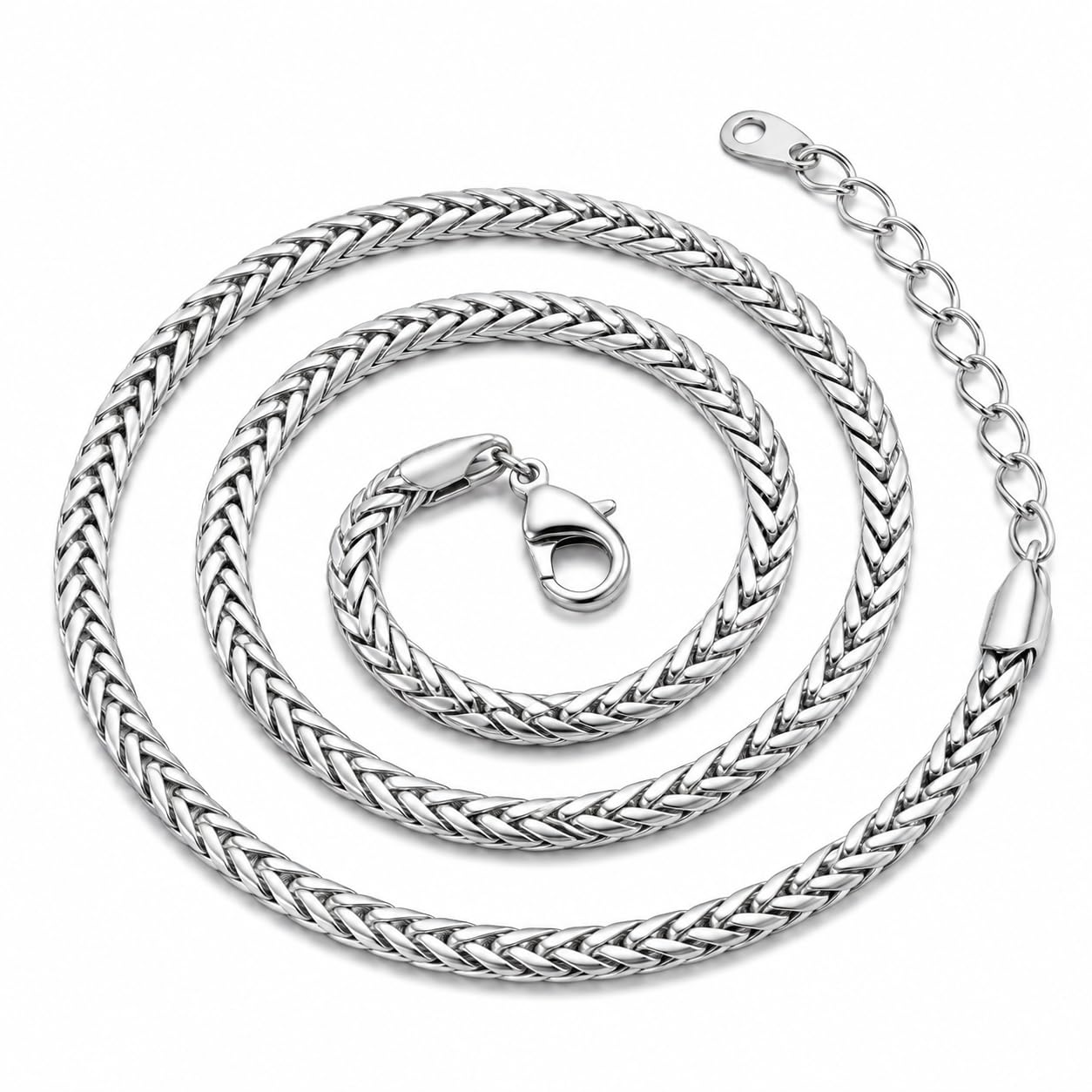 Warm Fortune 18K White Gold Plated Wheat Chain Necklace