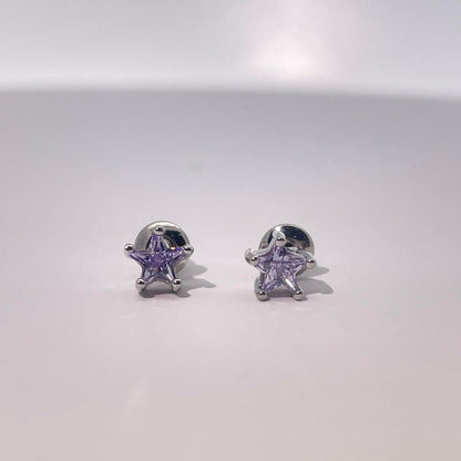 Warm Fortune 18K Gold Plated Star Shape Cubic Zirconia Stud Earrings for Women Hypoallergenic - Valentine's Day, Mother's Day, Birthday Gift for Her