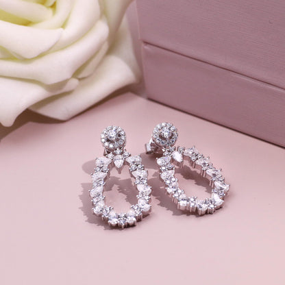 Warm Fortune Moissanite Drop Earrings for Women, DE VVS, 925 Sterling Silver with 18K White Gold Plated Hypoallergenic