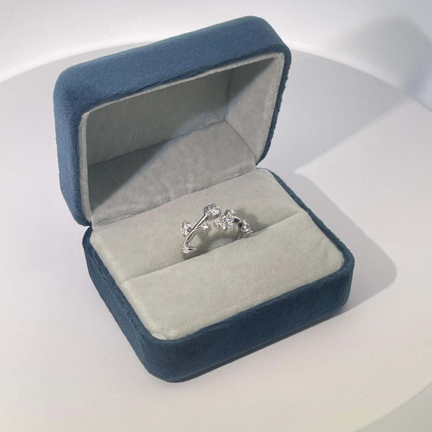 Warm Fortune Cubic Zirconia Engagement Ring for Women, 925 Sterling Silver with 18K White Gold Plated Anniversary Ring, Gift for Her Promise Ring,Adjustable