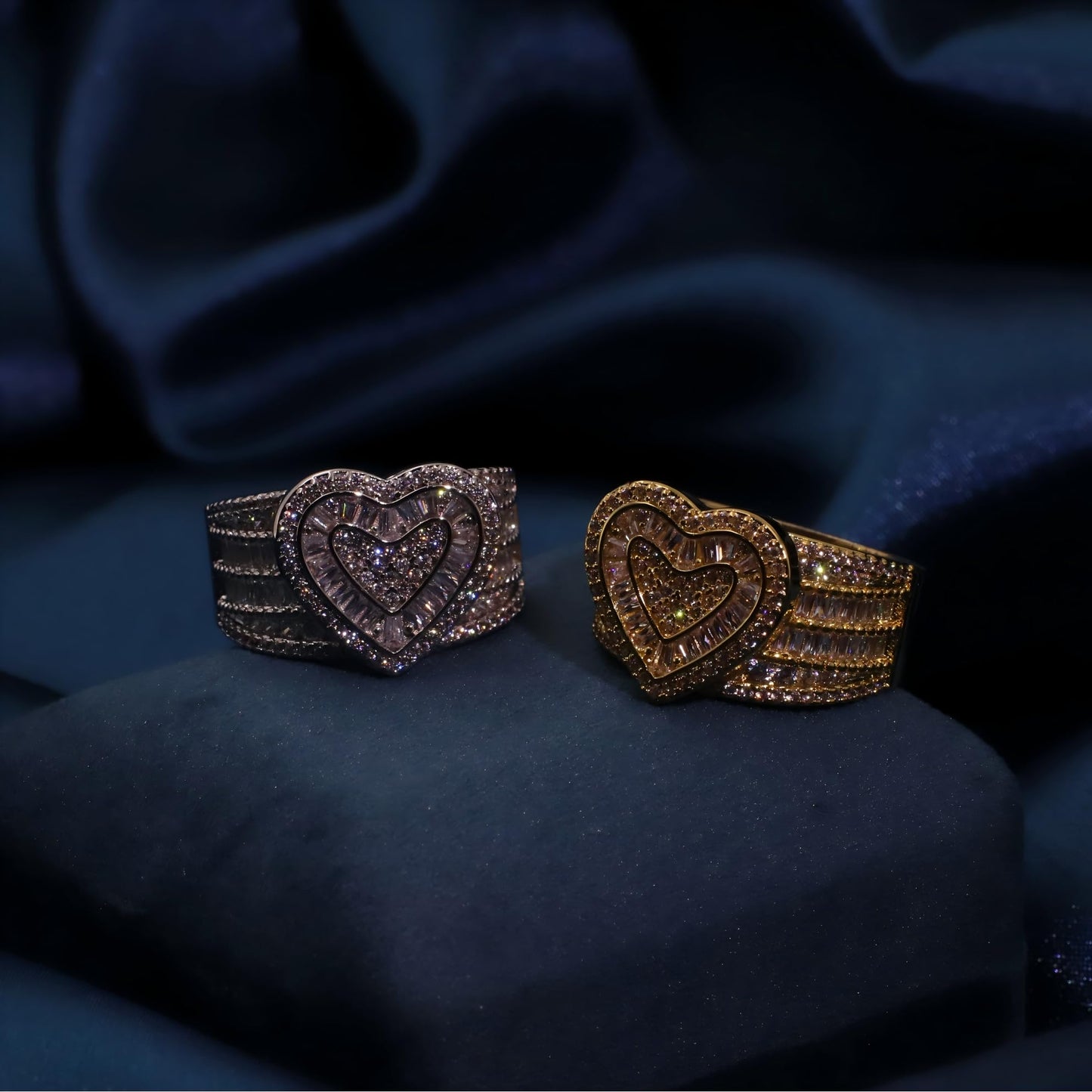 Warm Fortune Gold Plated Cubic Zirconia Band Ring, Hip Hop Street Style For Man or Women Fashion Jewelry