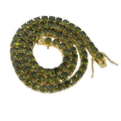 Warm Fortune Tennis Chain Necklace for Women Men,Iced Out Gold Plated Cubic Zirconia,16inch Chain,Hip Hop Street Style Fashion Jewelry