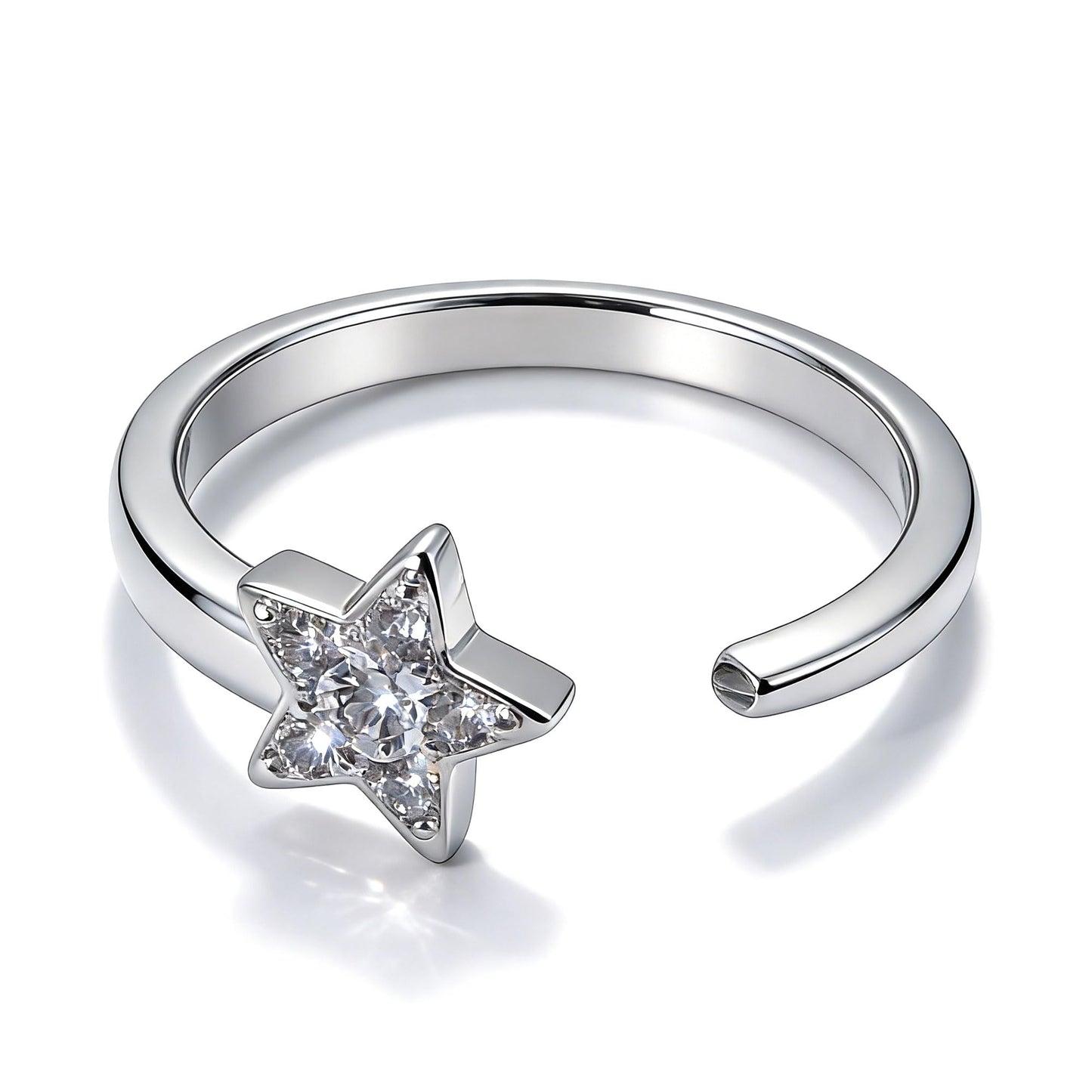 Warm Fortune Star-Shaped Promise Ring for Her - 18K Gold Plated Cubic Zirconia, Stackable Gift Valentine's Day, Fashion & Daily Elegant Wear, Adjustable