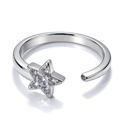 Warm Fortune Star-Shaped Promise Ring for Her - 18K Gold Plated Cubic Zirconia, Stackable Gift Valentine's Day, Fashion & Daily Elegant Wear, Adjustable