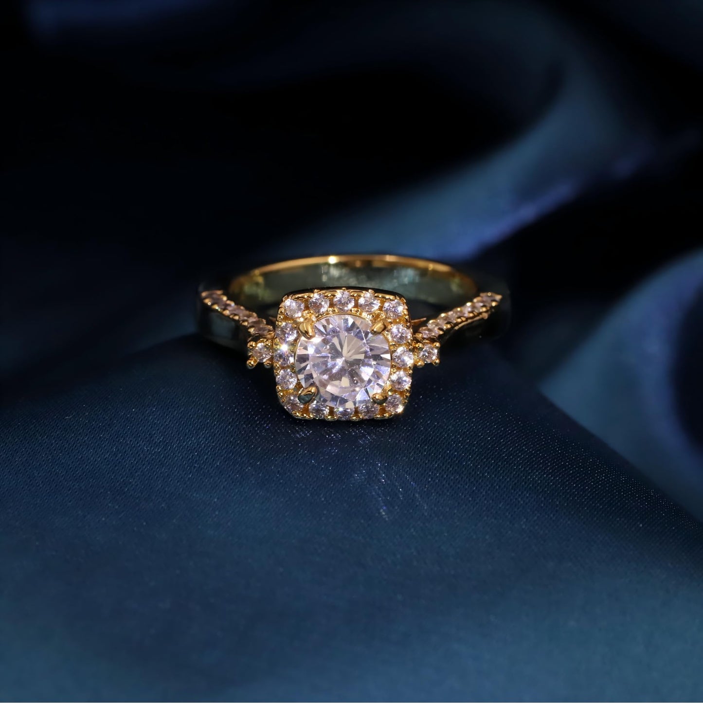 Warm Fortune Gold Plated Cubic Zirconia Band Ring, Hip Hop Street Style For Man or Women Fashion Jewelry