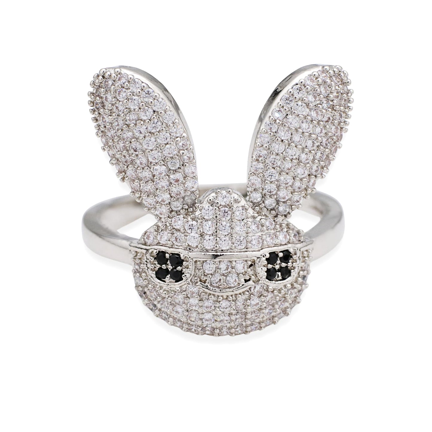 Warm Fortune Cool Rabbit Shaped Promise Ring for Her - 18K Gold Plated Cubic Zirconia, Stackable Gift Valentine's Day, Fashion & Daily Elegant Wear, Size 6-9