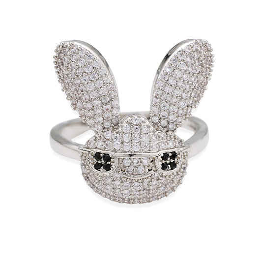 Warm Fortune Cool Rabbit Shaped Promise Ring for Her - 18K Gold Plated Cubic Zirconia, Stackable Gift Valentine's Day, Fashion & Daily Elegant Wear, Size 6-9