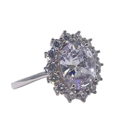 Warm Fortune Cubic Zirconia Engagement Ring for Women, 925 Sterling Silver with 18K White Gold Plated Anniversary Ring, Gift for Her Promise Ring