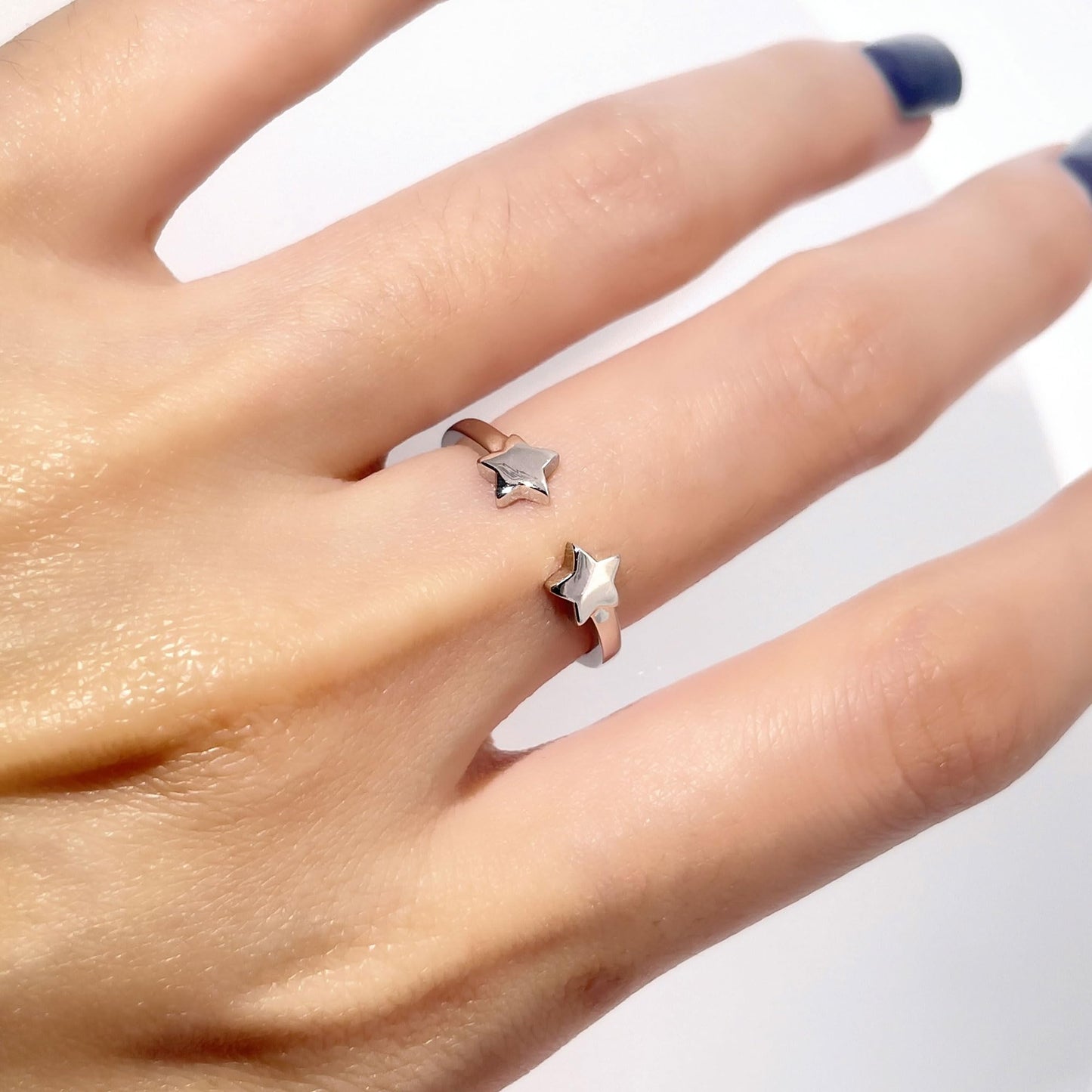 Warm Fortune Adjustable Star Open Ring, 18K Gold Plated Stackable Promise Ring, Minimalist Celestial Jewelry for Women