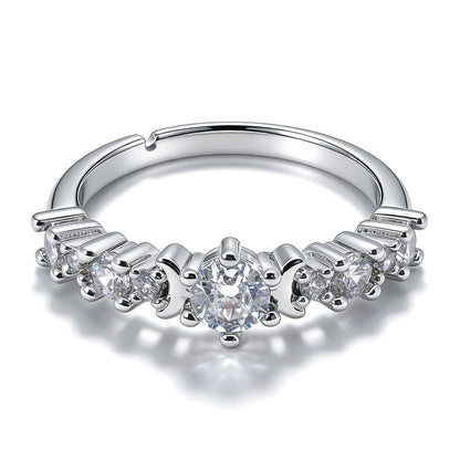 Warm Fortune Round Cut Engagement Ring for Women - 18K Gold Plated Cubic Zirconia, Wedding Proposal Gift, Romantic Promise,Adjustable