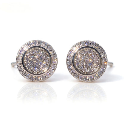 Warm Fortune 18K Gold Plated Round & Baguette Shape Cubic Zirconia Stud Earrings for Women Hypoallergenic - Valentine's Day, Mother's Day, Birthday Gift for Her