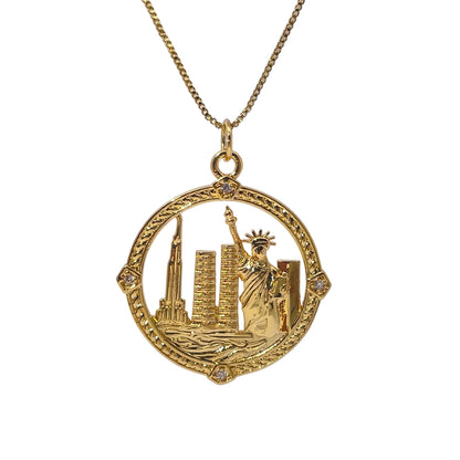 Warm Fortune Hip Hop Pendant Necklace for Women Me,Gold Plated Cubic Zirconia,18+2inch Chain,Street Style Fashion Jewelry