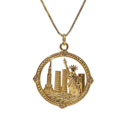 Warm Fortune Hip Hop Pendant Necklace for Women Me,Gold Plated Cubic Zirconia,18+2inch Chain,Street Style Fashion Jewelry