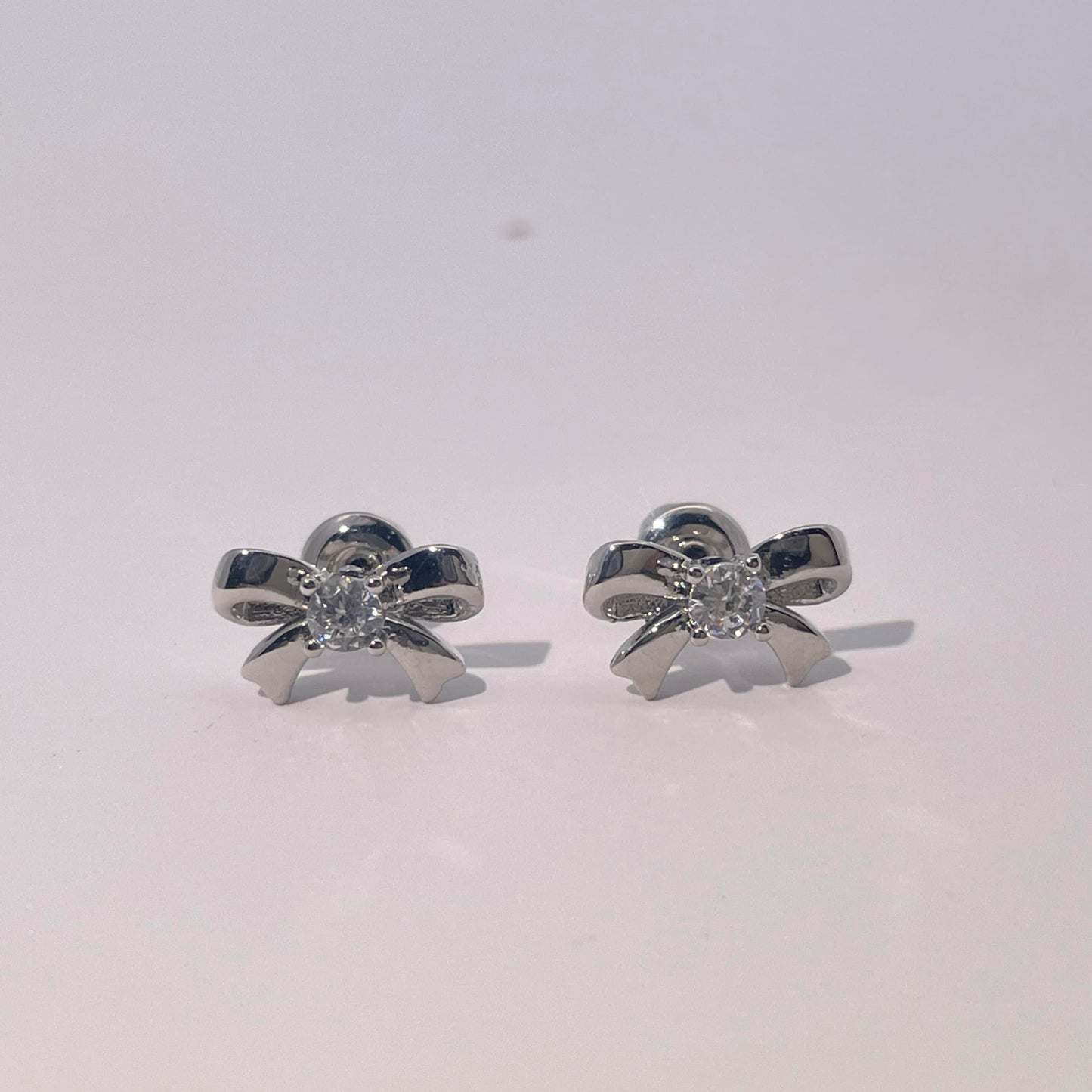 Warm Fortune 18K Gold Plated Bow & Round Shape Cubic Zirconia Stud Earrings for Women Hypoallergenic - Valentine‘s Day, Mother‘s Day, Birthday Gift for Her