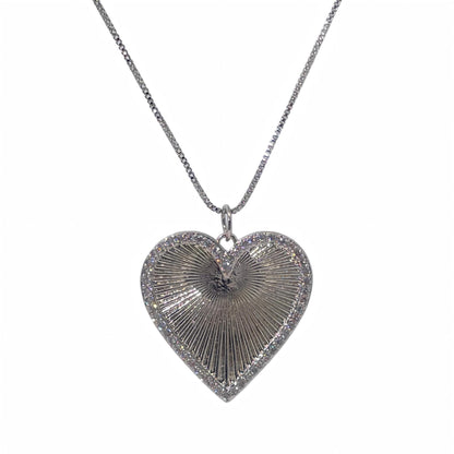 Warm Fortune Cubic Zirconia Pendant Necklace for Women,18K White Gold Plated,18 inch + 2inch Chain