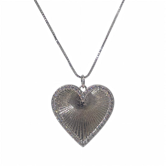 Warm Fortune Cubic Zirconia Pendant Necklace for Women,18K White Gold Plated,18 inch + 2inch Chain