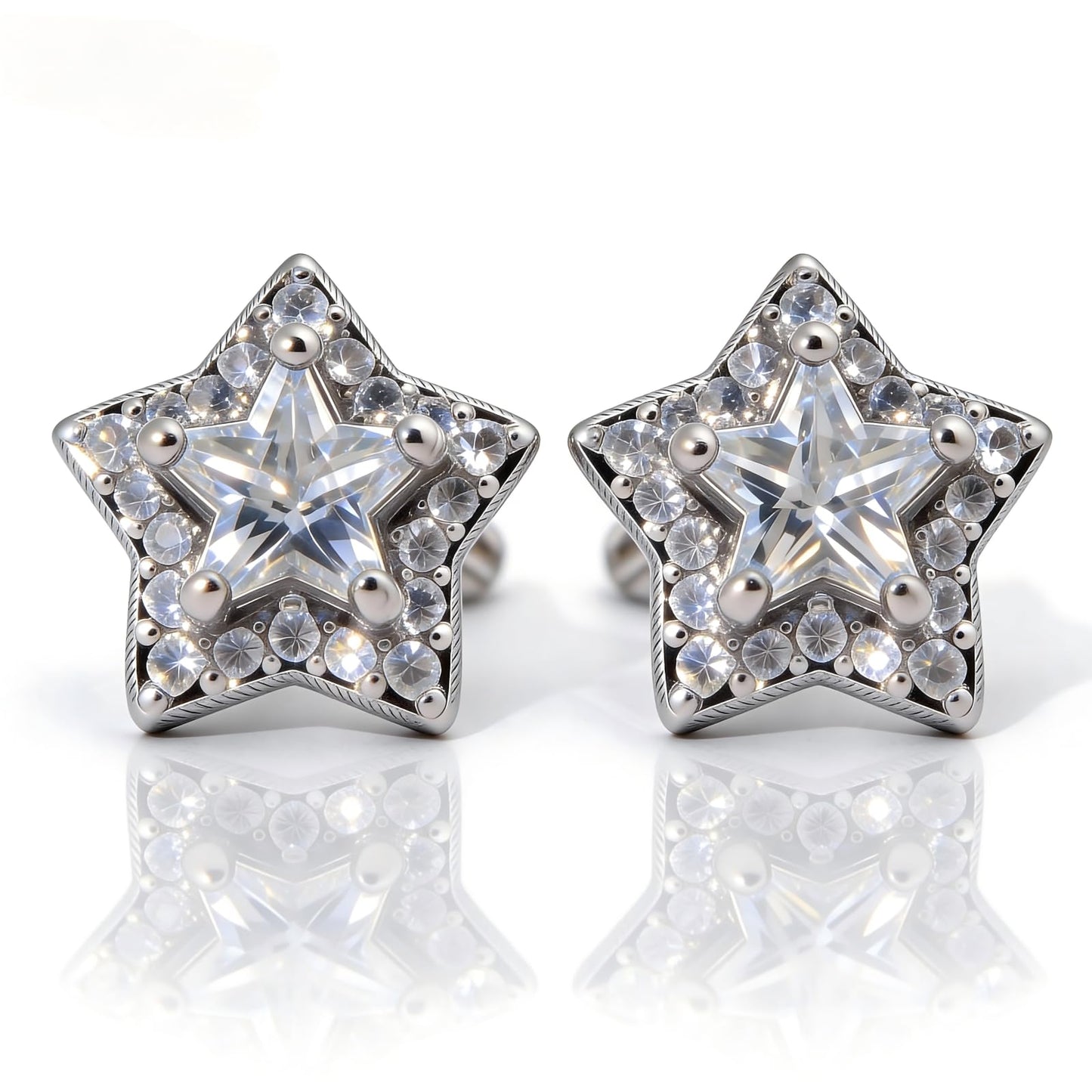 Warm Fortune 18K Gold Plated Star & Multi-Shape Cubic Zirconia Stud Earrings for Women Hypoallergenic - Valentine's Day, Mother's Day, Birthday Gift for Her