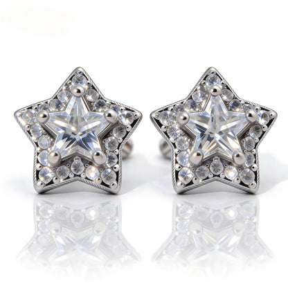 Warm Fortune 18K Gold Plated Star & Multi-Shape Cubic Zirconia Stud Earrings for Women Hypoallergenic - Valentine's Day, Mother's Day, Birthday Gift for Her