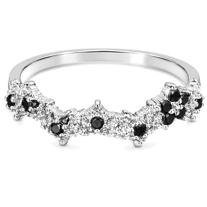 Warm Fortune 18K Gold Plated Round Cut Cubic Zirconia Crown Statement Ring, Pave Inlay Dainty Stackable Thin Band Finger Jewelry for Women, Size7- 9
