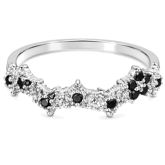 Warm Fortune 18K Gold Plated Round Cut Cubic Zirconia Crown Statement Ring, Pave Inlay Dainty Stackable Thin Band Finger Jewelry for Women, Size7- 9