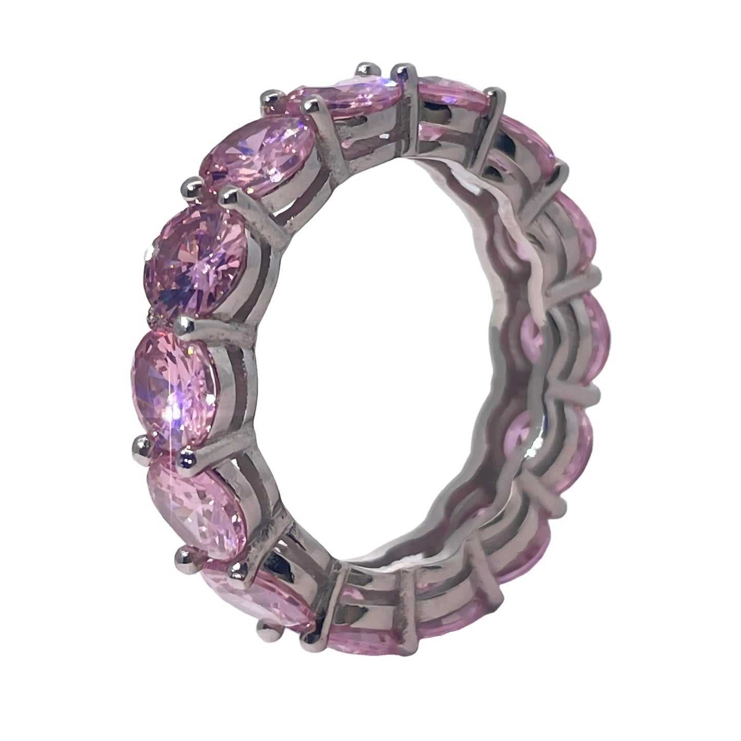 Warm Fortune Cubic Zirconia Band Style Ring for Women, 925 Sterling Silver with 18K Gold Plated Anniversary Ring, Gift for Her Promise Ring