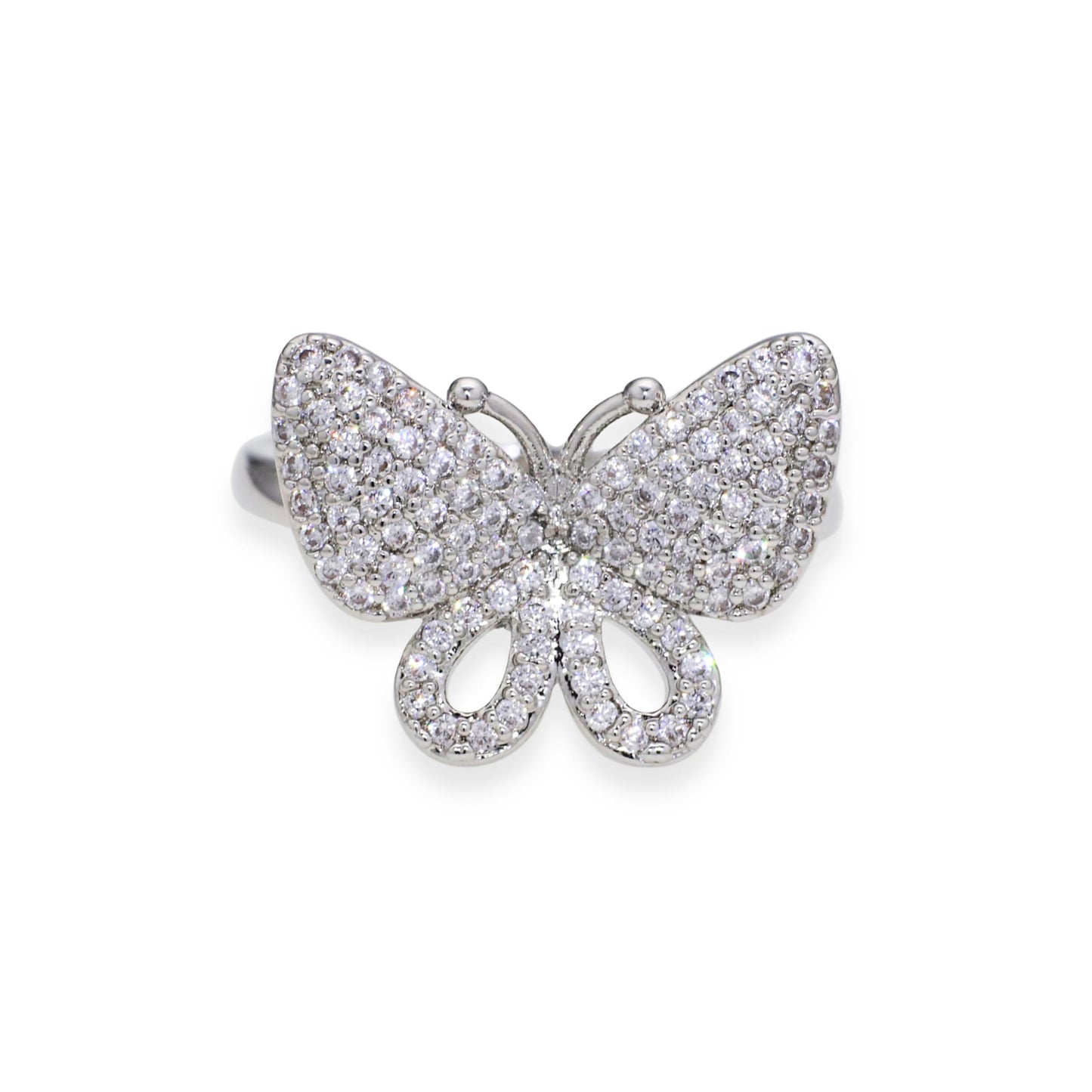 Warm Fortune Butterfly Promise Ring for Her - 18K Gold Plated Cubic Zirconia, Stackable Gift Valentine's Day, Fashion & Daily Elegant Wear,Size 6-9