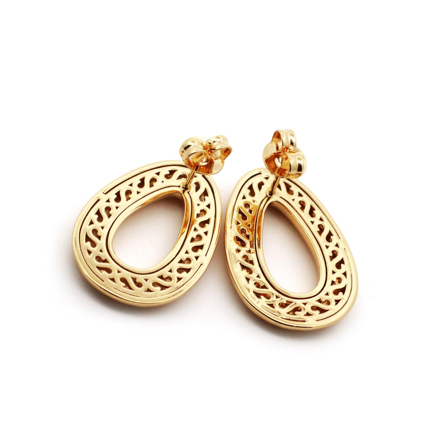 Warm Fortune 18K Heavy Gold Teardrop Stud Earrings for Women, 0.075μm Luxury Plating, Hypoallergenic