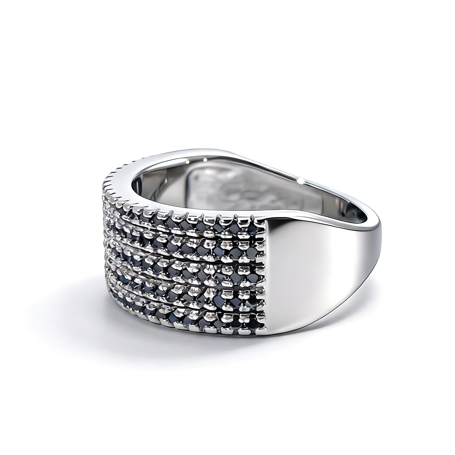 Warm Fortune Multi-Row Black & White Eternity Ring for Her - 18K Gold Plated Cubic Zirconia, Anniversary & Valentine's Day Gift, Timeless Promise & Wedding Jewelry, Size 7-9