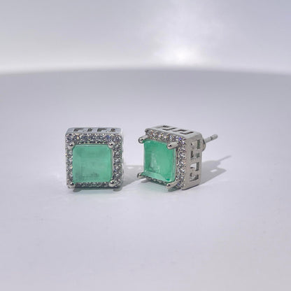 Warm Fortune 18K Gold Plated Square Cubic Zirconia Stud Earrings for Women Hypoallergenic - Valentine's Day, Mother's Day, Birthday Gift for Her
