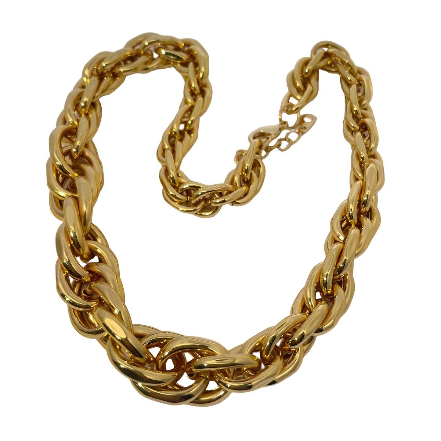 Warm Fortune Cuban Link Chain Necklace,18 Inch Gold Plated, Hip Hop Jewelry for Men Women,Unisex Oval Knot Choker,Street Style Fashion Gift